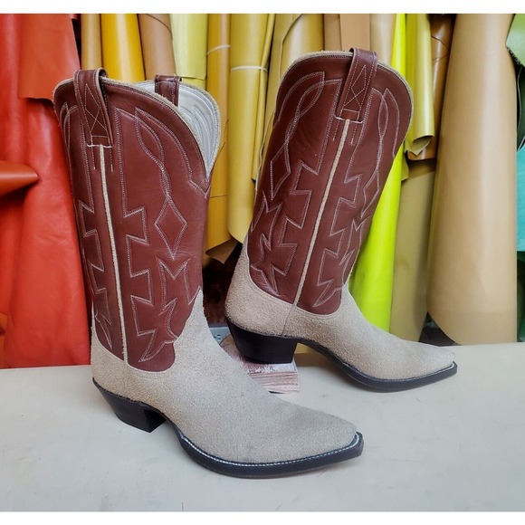 Kimmel Boot Co. Custom Shop Roughout & Calfskin Cowboy Boots US Women's 7.5-8 B - Picture 1 of 12
